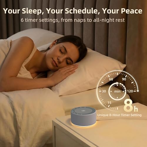 Kipcush White Noise Machine for Baby & Adults, 30 Soothing Sounds, Soft Non-Glare Nursery Lamp, 8 Color Night Lights, Memory Function (Angel V4 Grey, Standard) - Image 3