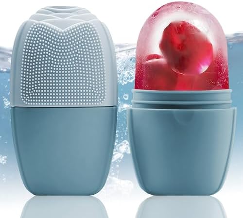 XHJRI Ice Face Roller Massager,Ice Cube Roller for Face, Eyes and Neck Naturally Conditioning and Skin Care,De-Puff Eye Bags,Reduce Migraine Pain,Reusable Massage Silicone Ice Mold (New Blue) by XHJRIBringyourbabybestlif