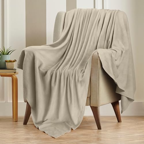 Utopia Bedding 100% Cotton Thermal Blanket Khaki Twin, 90x72 Inches - Image 5