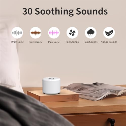 Mini Portable Sound White Noise Machine Baby Patter for Sleep with 30 Soothing Sounds for Baby Kids Adults 32 Volume Levels Sleep Soother Auto-Off Timer for Travel Home Office Privacy - Image 2