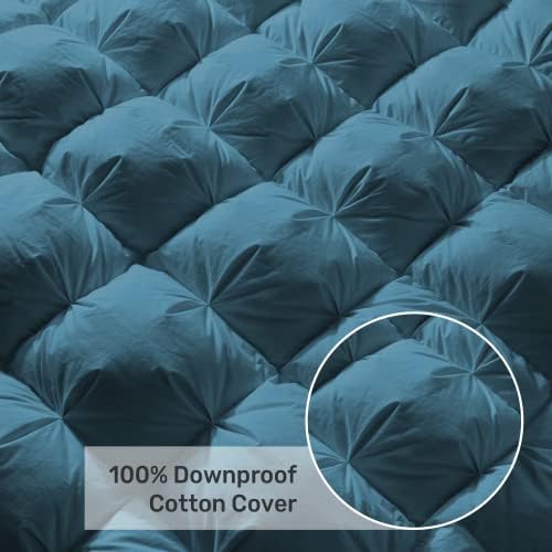 UNIKOME California King Size Goose Feather Down Fiber Comforter, Navy - Image 6