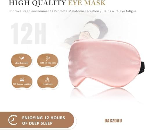 Eye Mask for Sleeping,3 Pack Silk Sleep Masks for Women Men-Blindfold for Travel on Airplane,100% Pure Silk Eye Mask for Sleep with Adjustable Strip(Black-Pink-Green) 8.86 * 4.92 * 1 inches - Image 5