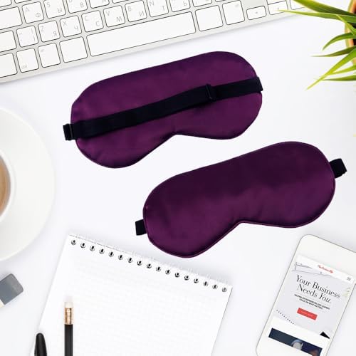 2 PCS Purple Silk Sleep Mask - Eye Masks for Sleep Blindfold Travel Eye Covers for Sleeping Men & Women - Image 7