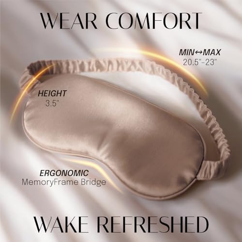 Silk Sleep Mask Eye Mask Blindfold with Double Layer Silk Filling and Elastic Strap for Full Night's Sleep, Travel and Nap, Soft Eye Cover Eyeshade with Luxury Bag and Ear Plugs by OLESILK (Camel) - Image 4