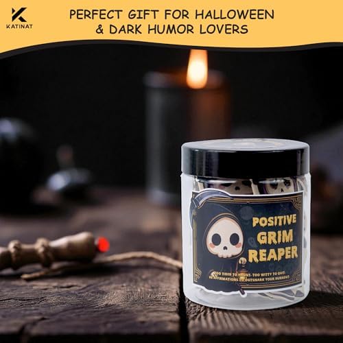 Halloween Basket Stuffers- Positive Grim Reaper Jar, Halloween Desk Decor - Image 4
