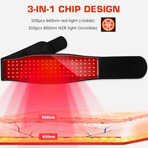 Red Light Therapy Belt for Body Infrared Light Therapy Devices Near Infrared Wrap Pad Timer Remote Control for Back Waist Muscle - Image 4