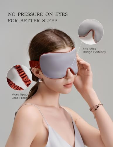 Luxurious 100% Mulberry Silk Sleep Eye Mask Blackout, Silver Grey - Image 4