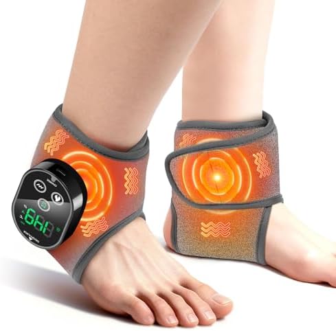 2PCS Cordless Foot Massager for Neuropathy, Foot and Ankle Massager for Circulation and Pain Relief, 3000mAh Rechargeable Ankle Heating Pad with Massage for Plantar Fasciitis, Black by BAISEMAIN