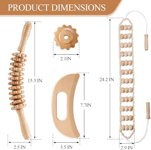 3Pcs Wood Therapy Massage Tools Lymphatic Drainage Massager Wooden Massager Body Sculpting Tools for Maderoterapia,Anti-Cellulite,Pain Relief(3-in-1 Massager) - Image 6