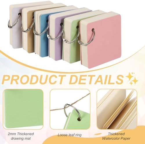 PATIKIL Mini Watercolor Sketchbook, 3.94 x 3.94 55 Sheets/110 Pages Portable Square Travel Watercolor Notebook 230GSM (107lb) Detachable Painting Sketch Book Art Sketchbook, Green - Image 3