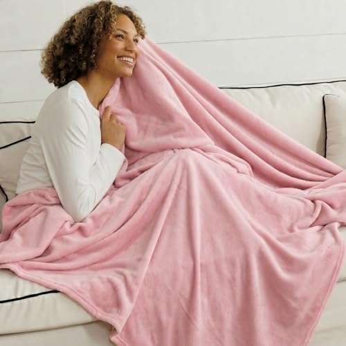 NANPIPER Fleece Blankets, Super Soft Flannel Queen Size Blanket for Bed, Luxury Cozy Microfiber Plush Fuzzy Blanket,Pink - Image 2