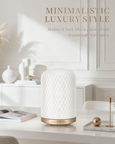 Essential Oil Diffuser - 2.4 MHz Ultrasonic Ceramic Diffuser with Pulse/Continuous Mist & 3 Night Light Modes, Waterless Auto-Off, Silent Aromatherapy Diffuser for Home, Office, Gifting & Home Decor - Image 4