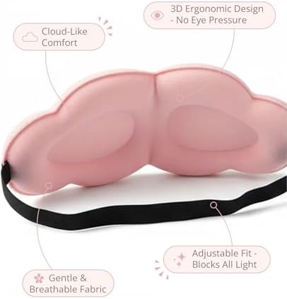 Sleep Mask for Side Sleeper Men Women, Soft Zero Eye Pressure 3D Clouded Sleeping Mask, Breathable Sleep Eye Mask with Adjustable Elastic Strap for Sleep Travel Nap, Pink - Image 2