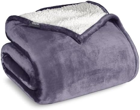 Bare Home Sherpa Fleece Blanket (Twin/Twin XL, Dusty Purple) by BareHome