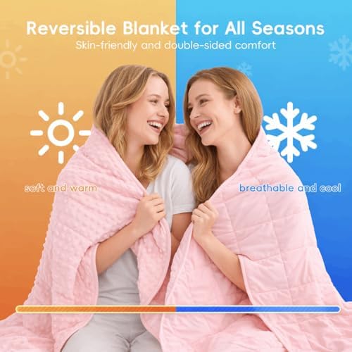 yescool Pink Weighted Blankets for Adults 15 lb, 60 * 80in Queen Size Weighted Blanket for Better Sleep, Minky Heavy Blanket for Teens - Image 3