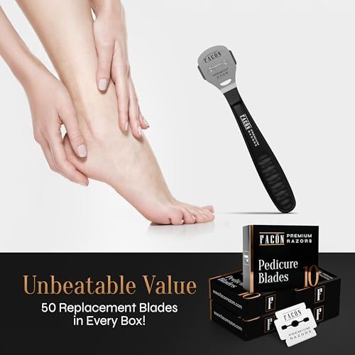 Facón Professional Callus Shaver Remover with 50 Blades, Pedicure Razor for Feet & Hands, Foot Razor for Callus Removal, Callus Blade Remover, Corn Shaver, Surgical Grade Premium Stainless Steel Tool - Image 5