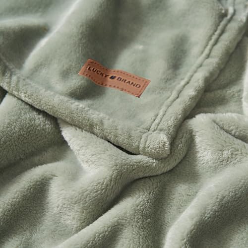 Lucky Brand Solid Plush 50"x70" Throw Blanket, Desert Sage Green - Soft, Cozy, and Timeless Comfort - Image 3