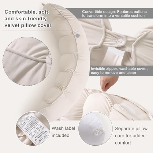Peallow(Pat. Pend) – Long Round Body Pillow for Adults, Bolster Pillow for Sleeping, Soft and Supportive Pillow for Sleeping & Lumbar Support (Misty White,39") - Image 4