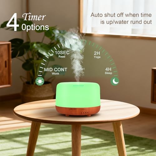 Marchred 300ML Essential Oil Diffuser, Small Aromatherapy Diffuser with Remote, 7-Color LED Light, 4 Timer Settings, Safe Auto-Off, for Bedroom, Desk, Home Office - Image 4