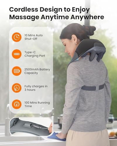 CILI Cordless Massager for Pain Relief Deep Tissue, Shiatsu Neck Back Massager for Pain Relief, 3 Heating Areas & Adjustable Straps, Gifts for Him/Her - Image 4