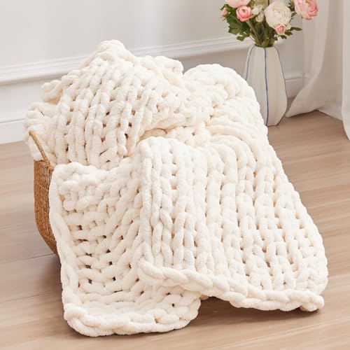 Negwoo Chunky Knit Throw Blanket, Knitted Throw Chenille Yarn, 80"*90" - Image 7
