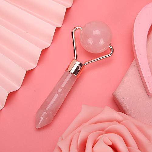 Rose Quartz Facial Roller, Gua Sha Jade Roller, Face Massager, Anti-Aging Face Roller with Handle for Women, Pink Skin Roller, Natural Beauty Skin Care Tool to Reduce Wrinkles and Relax Face Muscles - Image 4