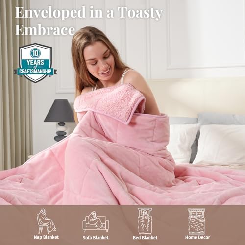 Topblan Sherpa Fleece Weighted Blanket 12lbs, 48 x 72 Twin Size for Adults - Image 4