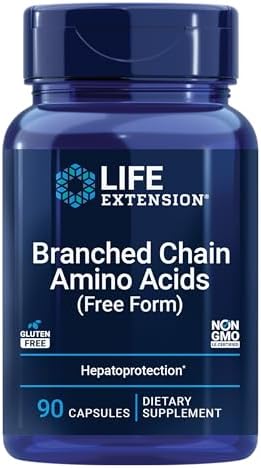 Life Extension Branched Chain Amino Acids (BCAAs), leucine, isoleucine, valine, Promotes Muscle Recovery After Exercise, Gluten-Free, Non-GMO, 90 Capsules by LifeExtension
