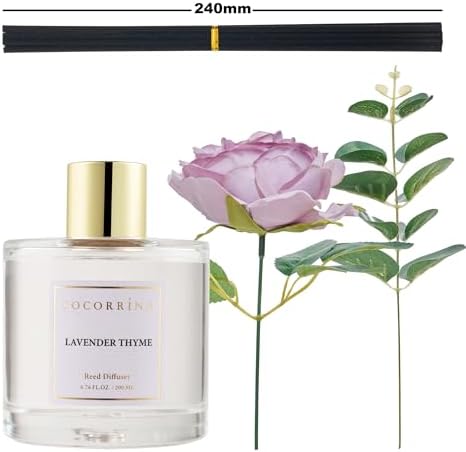 Cocorrína Flower Reed Diffuser - Lavender Thyme 6.7oz Scented Diffuser with Sticks Home Fragrance Essential Oil for Bathroom Shelf Decor (Artificial Flower) - Image 3