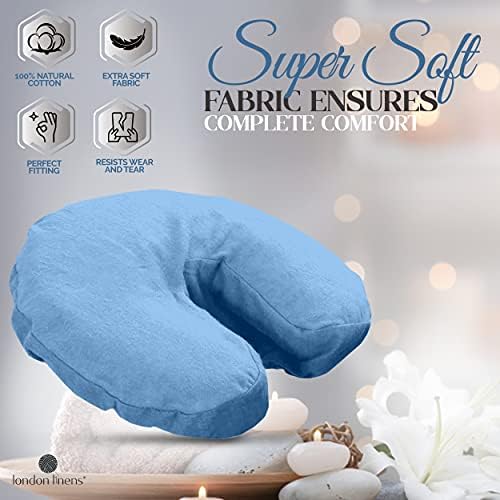 LONDON LINENS Pack of 10, Premium Extra Thick 100% Cotton Flannel Massage Tables Face Cradle Covers Cozies Fitted - Includes 10 pcs (Baby Blue) - Image 2