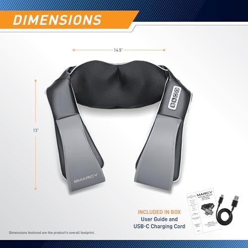 Marcy Rechargeable Neck/Shoulder/Back Massager Portable Cordless Bidirectional Rotation Shiatsu Deep Kneading with 8 Massage Nodes for Self-Care, Relaxation, Stress and Pain Relief - Image 2
