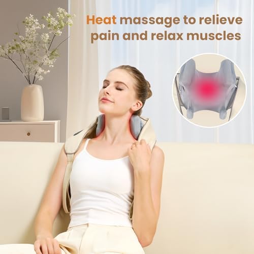 4D Wireless Deep Tissue Kneading Neck Massager with Heating Function, Shiatsu and Shoulder Massager Pillow,Back and Leg Pain Relief, Body Muscle Pain Relief, Perfect Gifts for Men Women. - Image 4
