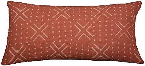 Trade Star Decorative Throw Pillow Handwoven Oblong Pillow Cover Case Mudcloth Modern Geometric Lumbar Pillow Cover Luxurious Couch Cushion Cover for Room Decor (Rust NOVA 12X24 INCHES) by TradeStar