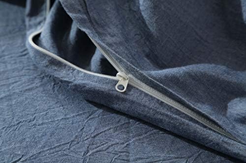 F.Y.Dreams 100% Washed Cotton Duvet Cover for Weighted Blanket 48x72 inches with 16 Ties,Zipper on Long Side/Demin Blue/Just Duvet Cover - Image 2