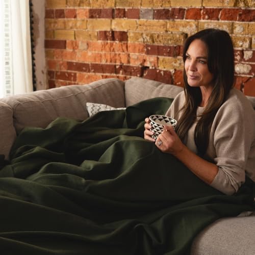 Arcturus Tahoe Wool Bed Blanket | Soft, Breathable Wool Blanket for Year-Round Comfort - King Size (90"x 108") | Thick & Washable (Olive Green) - Image 4