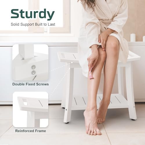 Waterproof HIPS Shower Bench for Inside Shower, Shower Stool, White - Image 5