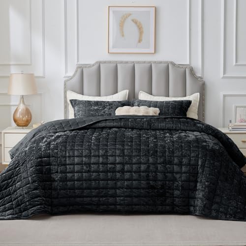BEDELITE Velvet Quilt Set King Size, Luxury Velvet Comforter Bedding - Image 2