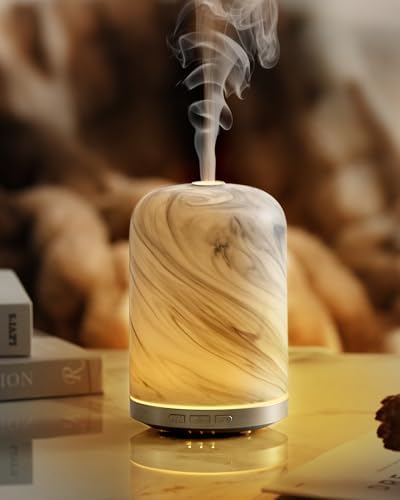 Essential Oil Diffuser - 2.4 MHz Ultrasonic Ceramic Diffuser with Pulse/Continuous Mist & 3 Night Light Modes, Waterless Auto-Off, Silent Aromatherapy Diffuser for Home, Office, Gifting & Home Decor by ONABOVIVA
