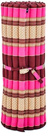 Leewadee - Kapok Roll Mat – Handcrafted Folding Sleep & Relaxation Mattress from Thailand, Ideal as Guest Bed, Camping Mat, Yoga Mat or Traditional Futon, 75 x 39 inches, Auburn Pink - Image 4