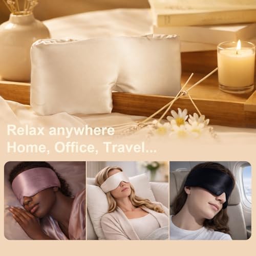 100% Pure Mulberry Silk Sleep Mask – Luxury Ultra Soft Light Blocking Eye Mask with Face-Hugging Fit & Adjustable Strap for Deep Sleep, Travel & Relaxation (Blue Belle) - Image 6
