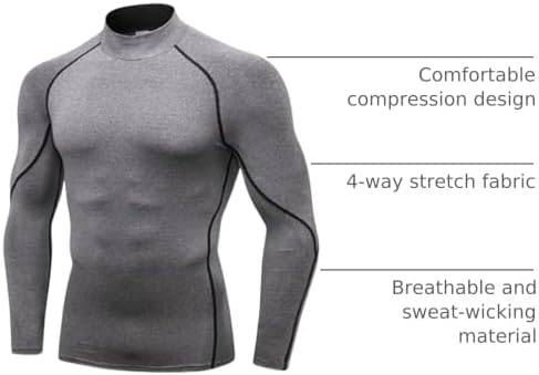 SPVISE Men's Compression Shirts Long Sleeve Mock Turtleneck Workout Tops - Image 4