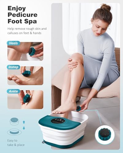 SPA4PIEDS Collapsible Heated Foot Spa Bath with Bubble, Foot Soaking Tub Featuring 8 Shiatsu Rollers Pumice Stone and Built-in Timer for Foot Relaxation, Self Care Gift for Mom,Dad,Parents(Green) - Image 4