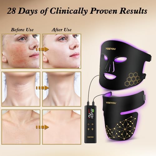 Red Light Therapy for Face and Neck, 850nm Infrared & Red Light Mask, 4 Modes LED Face Mask Light Therapy with Neck Masks, 2600mAh Rechargeable Portable Skincare Device at Home & Travel - Image 4
