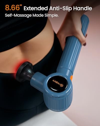 NAPRE Massage Gun with Heat,Massage Gun Deep Tissue with Extension Handle & 3 Adjustable Angles,Handheld Percussion Back Massager for Muscle/Neck/Body Pain Relief with Portable Case,Blue - Image 5