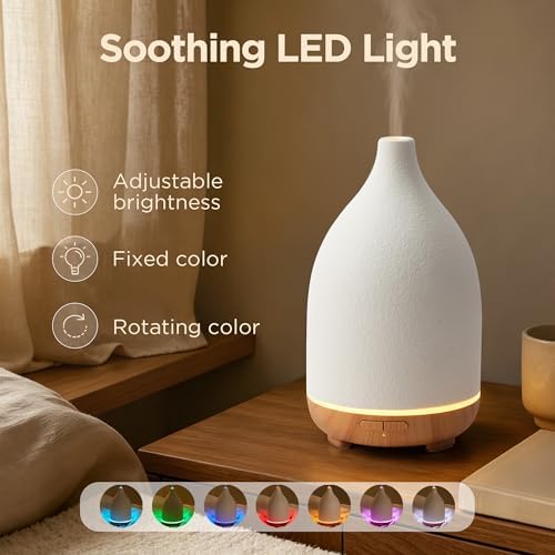 InnoGear 150ml Ceramic Essential Oil Diffuser, Diffusers for Home, Yellow - Image 5