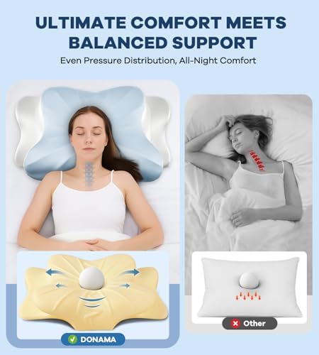 DONAMA Cervical Pillow for Neck and Shoulder Pain Relief, Cooling Contour Memory Foam Pillow, Dual-Height Ergonomic Neck Support Pillow for Side Back Stomach Sleepers with Removable Pillowcase - Image 3