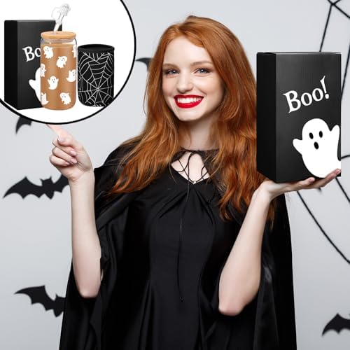 Blushtier 3 Pcs Halloween Ghost Gifts Black Tumbler Cup Sleeve Gifts Box - Image 5