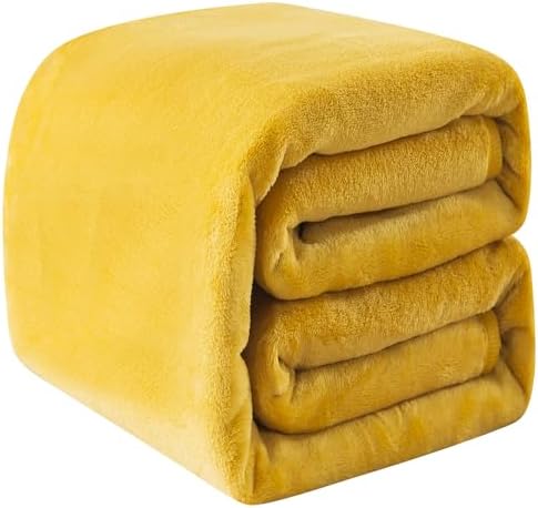 Fleece Blankets for All Season - Premium Lightweight Anti-Static Throw for Twin/Twin XL Size Bed Extra Long Soft Brush Fabric Warm Sofa Thermal Blanket 66" x 90"(Yellow) by RICHAVE