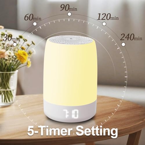 White Noise Machine Alarm Clock for Baby Adults Kids with 32 Soothing Sounds 8 Colors Rainbow Breathing Light，Toddler Sleep Trainer with Timer, App Remote Control，Bluetooth Playback for Bedroom - Image 5