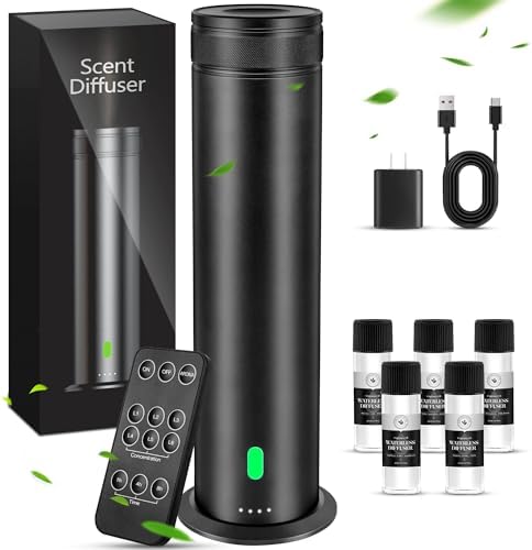 Waterless Scent Diffuser Starter Kit - Suitable for Home and Hotel Series Air Diffuser, 800 Square Inches of Coverage, 5 Kinds of Scented Essential Oils, Remote Control by Mriykio